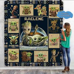 personalized baby yoda grogu quilt fleece blanket baby yoda bedding set star wars baby yoda birthday gifts baby yoda c