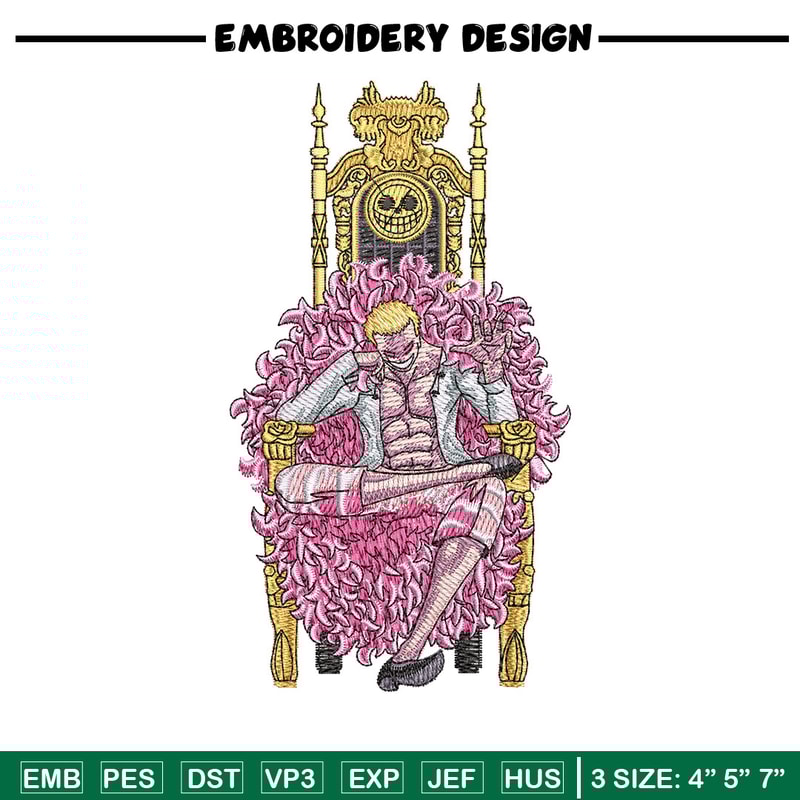 Doffy king embroidery design, One piece embroidery, Anime design, Embroidery shirt, Embroidery file, Digital download.jpg