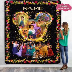 personalized encanto miracle family blanket, custom name encanto blanket baby toddler kids, encato christmas gift for ki