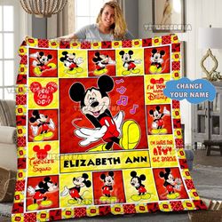 personalized mickey mouse quilt blanket, mickey mouse fleece blanket, mickey mouse birthday gifts, christmas gift for ki