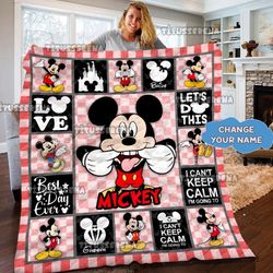 personalized mickey mouse quilt blanket, mickey mouse fleece blanket, mickey mouse birthday gifts, christmas gift for ki