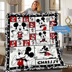 personalized mickey mouse quilt blanket, mickey mouse fleece blanket, mickey mouse birthday gifts, christmas mickey gift