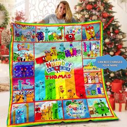 personalized numberblocks quilt blanket, numberblocks kids blanket, numberblocks birthday party theme, numberblocks chri