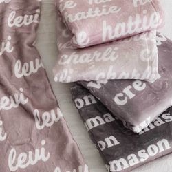 personalized pastel neutrals tone blanket for kids, custom name blanket, custom blanket with name, kids name blanket, gi