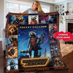 Personalized Rocket Blanket, Guardians of the Galaxy Blanket Quilt, Rocket and Groot Quilt Blanket.jpg
