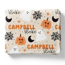 personalized spooky boo blanket for kids, custom name blanket for kids, custom halloween blanket, kids name blanket, hal