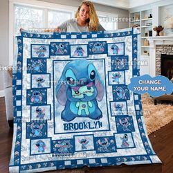 personalized stitch quilt fleece blanket  lilo and stitch blanket  stitch cute birthday party  disney stitch christmas g