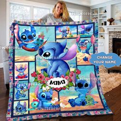 personalized stitch quilt fleece blanket  lilo and stitch fleece blanket, stitch purple birthday party  disney stitch ch