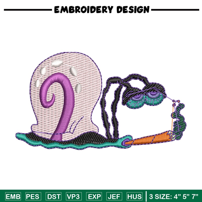 Gary smoke embroidery design, Spongebob embroidery, Anime design, Embroidery shirt, Embroidery file, Digital download.jpg