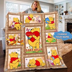 personalized winnie the pooh blanket, pooh bear blanket, winnie the pooh and friends blanket, tigger piglet eeyore blank