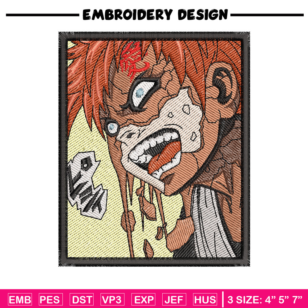Gaara rectangle embroidery design, Naruto embroidery, Anime design, Embroidery shirt, Embroidery file, Digital download.jpg