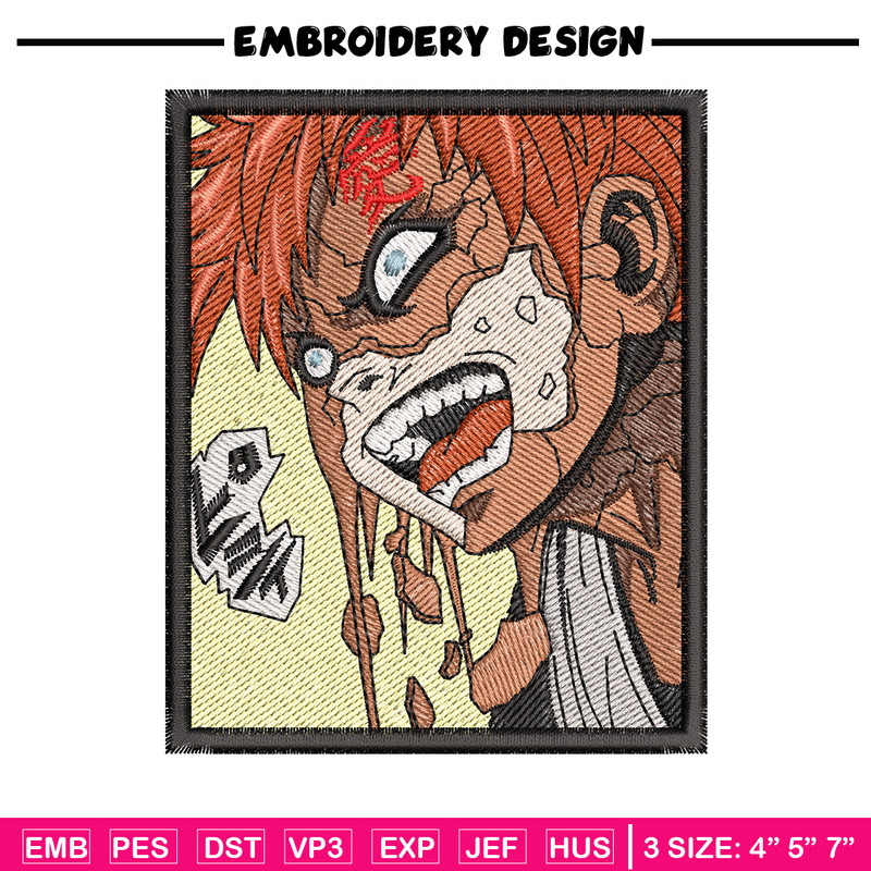 Gaara rectangle embroidery design, Naruto embroidery, Anime design, Embroidery shirt, Embroidery file, Digital download.jpg