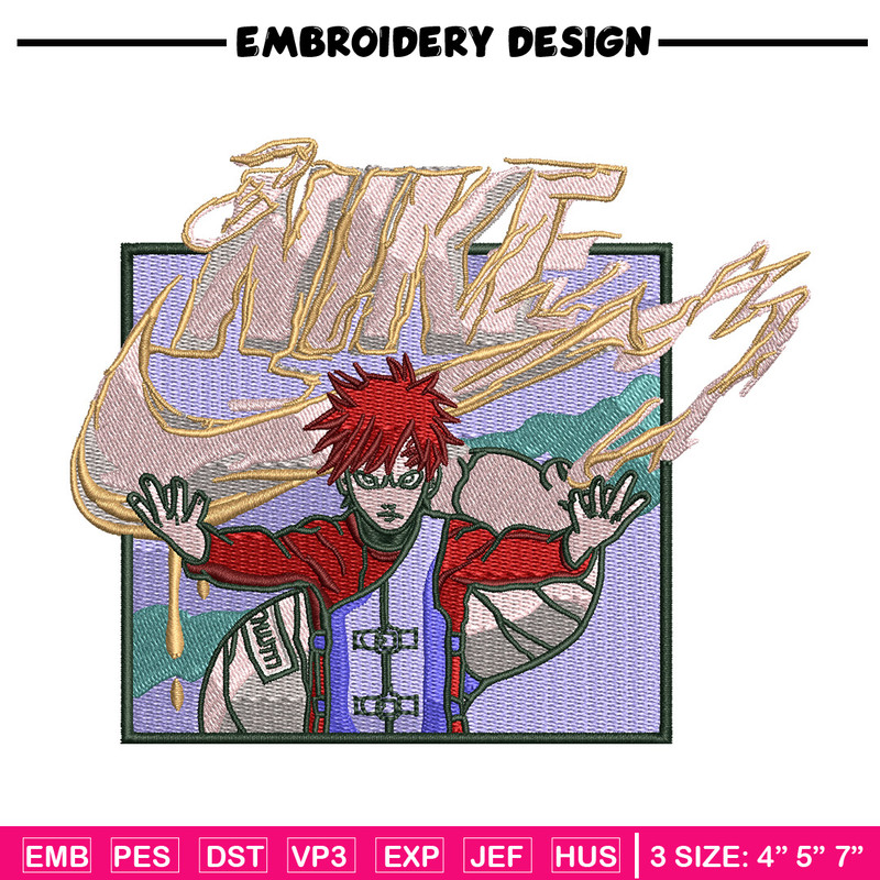 Gaara x nike embroidery design, Naruto embroidery, Nike design, Embroidery shirt, Embroidery file, Digital download.jpg