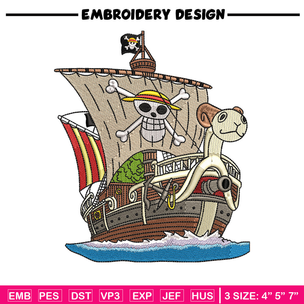 Going merry embroidery design, One piece embroidery, Anime design, Embroidery shirt, Embroidery file, Digital download.jpg