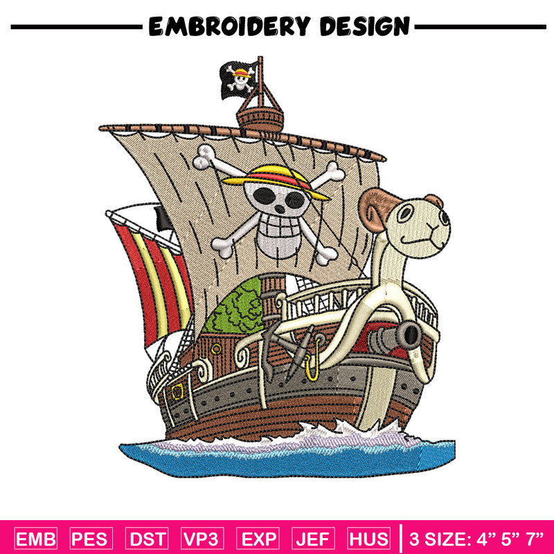 Going merry embroidery design, One piece embroidery, Anime design, Embroidery shirt, Embroidery file, Digital download.jpg