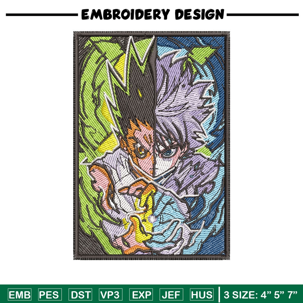 Gon killua poster embroidery design, Hxh embroidery, Anime design, Embroidery shirt, Embroidery file, Digital download.jpg