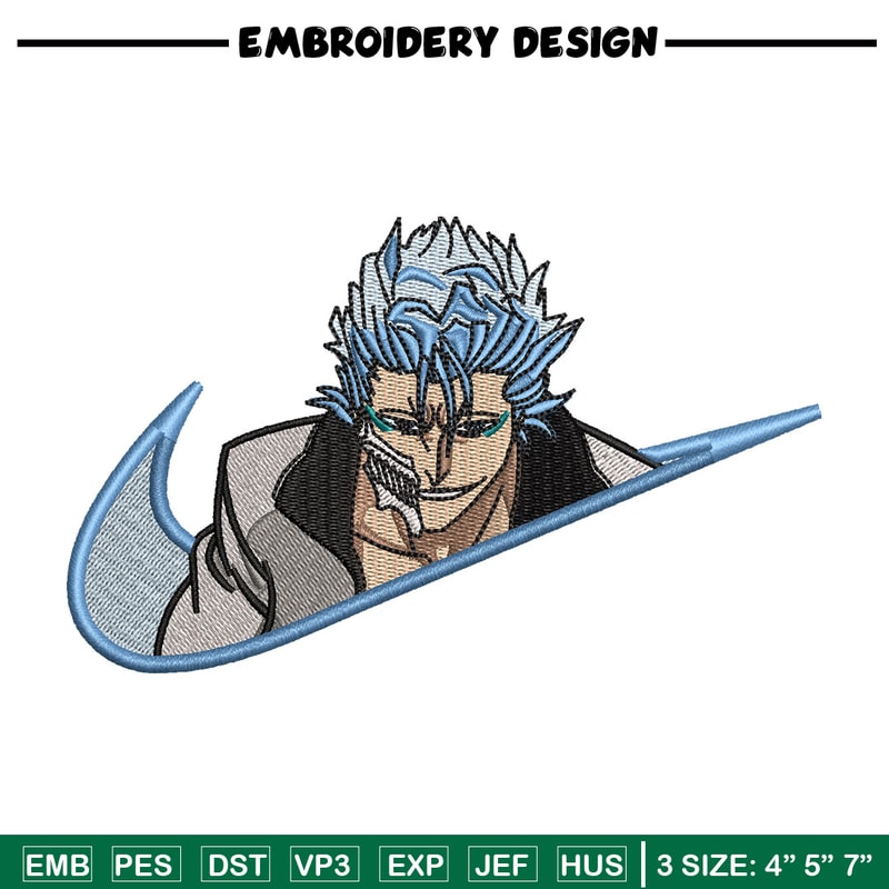 Grimmjow nike embroidery design, Bleach embroidery, Nike design, Embroidery shirt, Embroidery file, Digital download.jpg