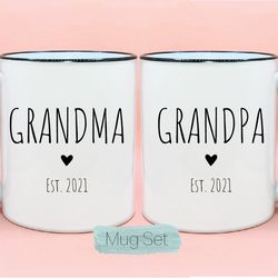 grandma grandpa mug set 1, pregnancy announcement, new grandpa gift, new grandma gift, grandma grandpa mug set, new baby