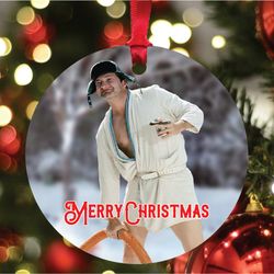 national lampoon inspired cousin eddie with text christmas ornament, funny national lampoon gift, griswold family christ