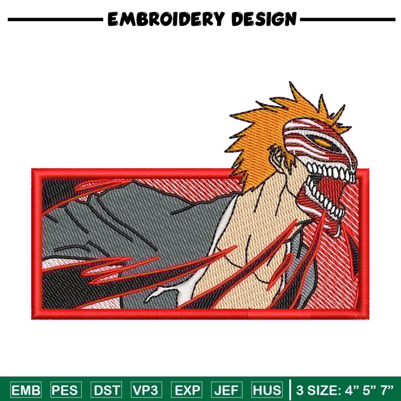 Ichigo red embroidery design, Bleach embroidery, Anime design, Embroidery shirt, Embroidery file, Digital download.jpg