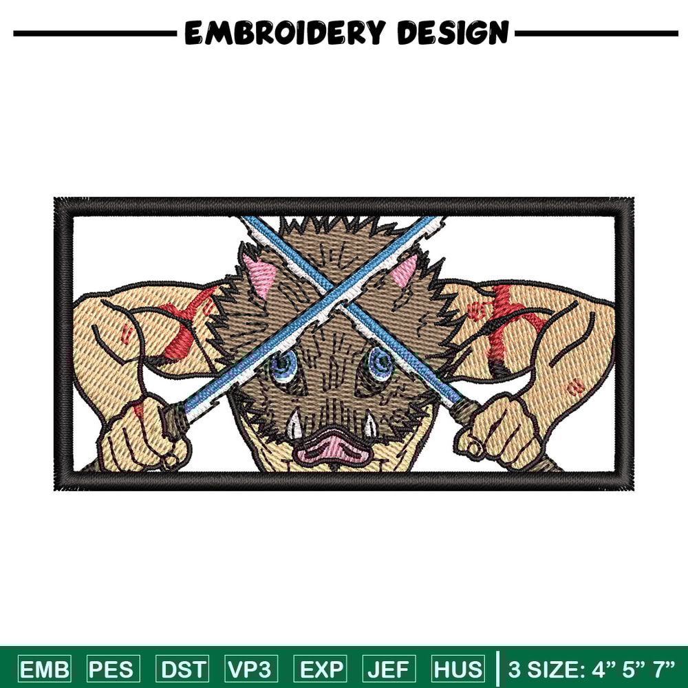 Inosuke box embroidery design, Inosuke embroidery, Anime design, Embroidery shirt, Embroidery file,Digital download.jpg