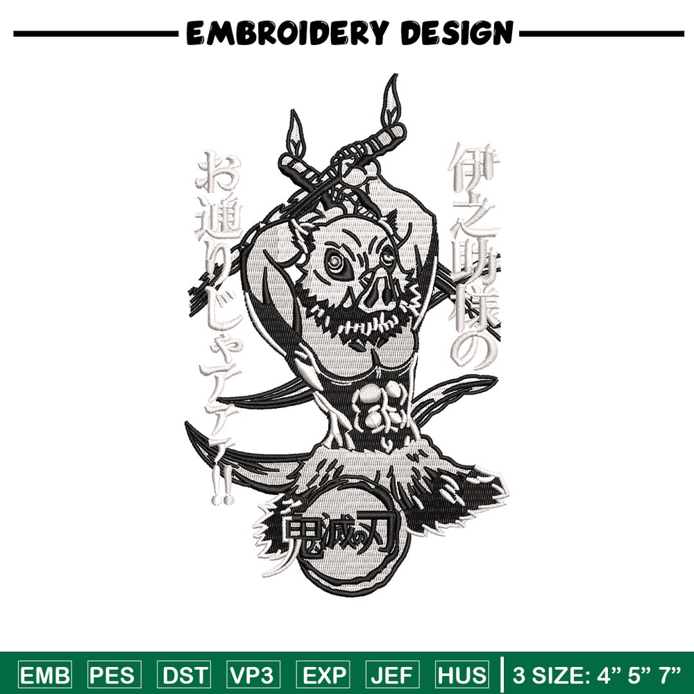 Inosuke hashibira embroidery design, Inosuke embroidery, Anime design,Embroidery shirt,Embroidery file, Digital download.jpg