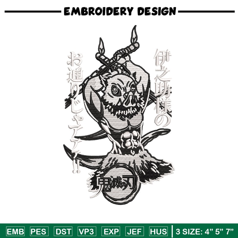 Inosuke hashibira embroidery design, Inosuke embroidery, Anime design,Embroidery shirt,Embroidery file, Digital download.jpg