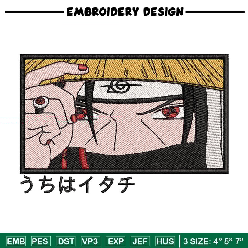 Itachi face embroidery design, Naruto embroidery, Anime design, Embroidery shirt, Embroidery file, Digital download.jpg