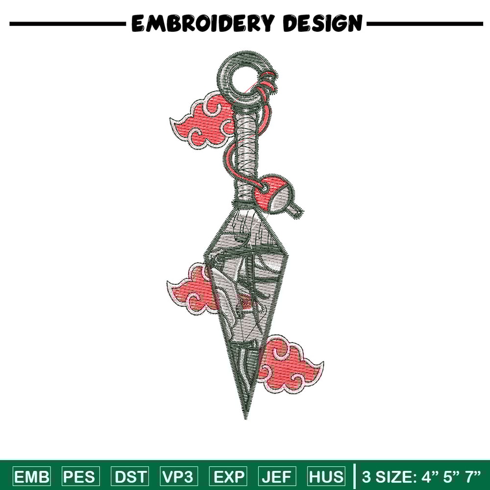 Itachi kunai embroidery design, Naruto embroidery, Embroidery shirt, Embroidery file, Anime design, Digital download.jpg