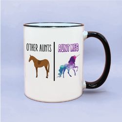 unicorn aunt coffee mug, aunt gift idea, cute aunt coffee mug, baby reveal aunt gifting idea, baby aunt coffee cup gift,