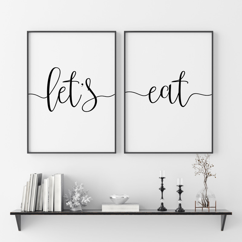 Let's Eat Print, Dining Room Wall Art, Kitchen Prints Set | Inspire Uplift let-s-eat-print-dining-room-wall-art-kitchen-prints-set-inspire-uplift