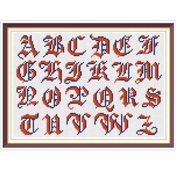 alphabet - cross stitch pattern -  antique sampler - pdf counted vintage pattern - reproduction of 19th century