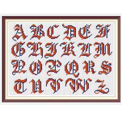 Alphabet - Cross Stitch Pattern -  Antique Sampler - PDF Counted Vintage Pattern - Reproduction of 19th century