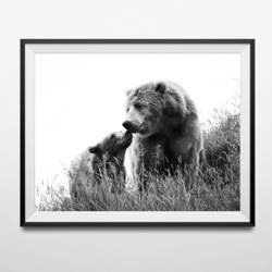 modern bear print, woodlands nursery animal, bear wall art, printable poster, large animal prints, nursery wall art