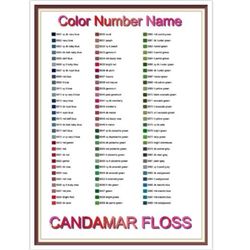 Candamar Thread List by Color, Number, Name - Cross Stitch Chart - Candamar Thread Charts - Inventory - Organizing - A4