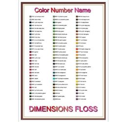 Dimensions Thread List by Color, Number, Name - Cross Stitch Chart - Dimensions Thread Charts - Inventory - Organizing
