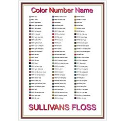 Sullivans Thread List by Color, Number, Name - Cross Stitch Chart - Sullivans Thread Charts - Inventory - Organizing