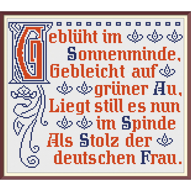 Slogan. Cross Stitch Pattern. Traditional German Maxims. Vintage Sampler PDF Counted. German Household Items. Reproduction of 19th century (2).jpg