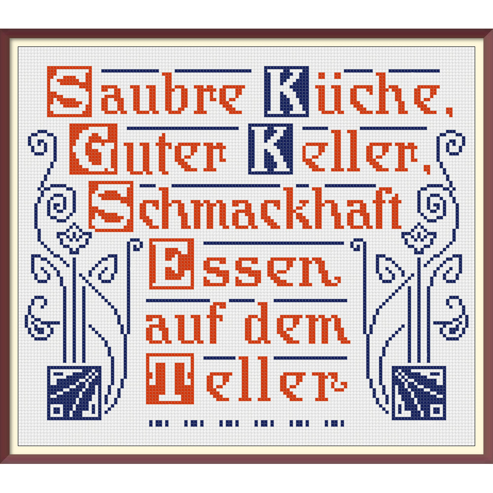 Slogan. Cross Stitch Pattern. Traditional German Maxims. Vintage Sampler PDF Counted. German Household Items. Reproduction of 19th century (2).jpg