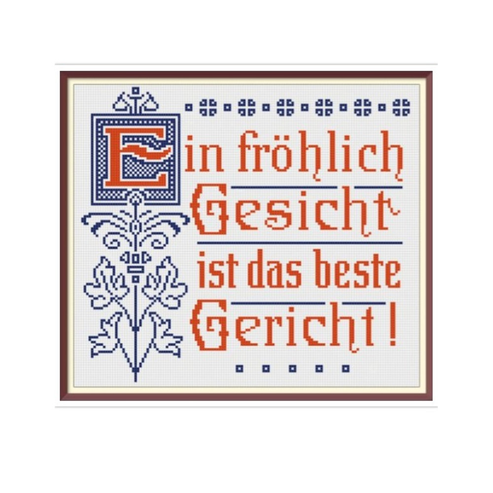 Slogan. Cross Stitch Pattern. Traditional German Maxims. Vintage Sampler PDF Counted. German Household Items. Reproduction of 19th century.jpg