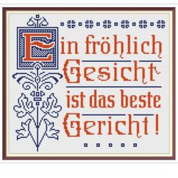 Slogan - Cross Stitch Pattern - Traditional German Maxims - Vintage Sampler PDF Counted. German Household Items