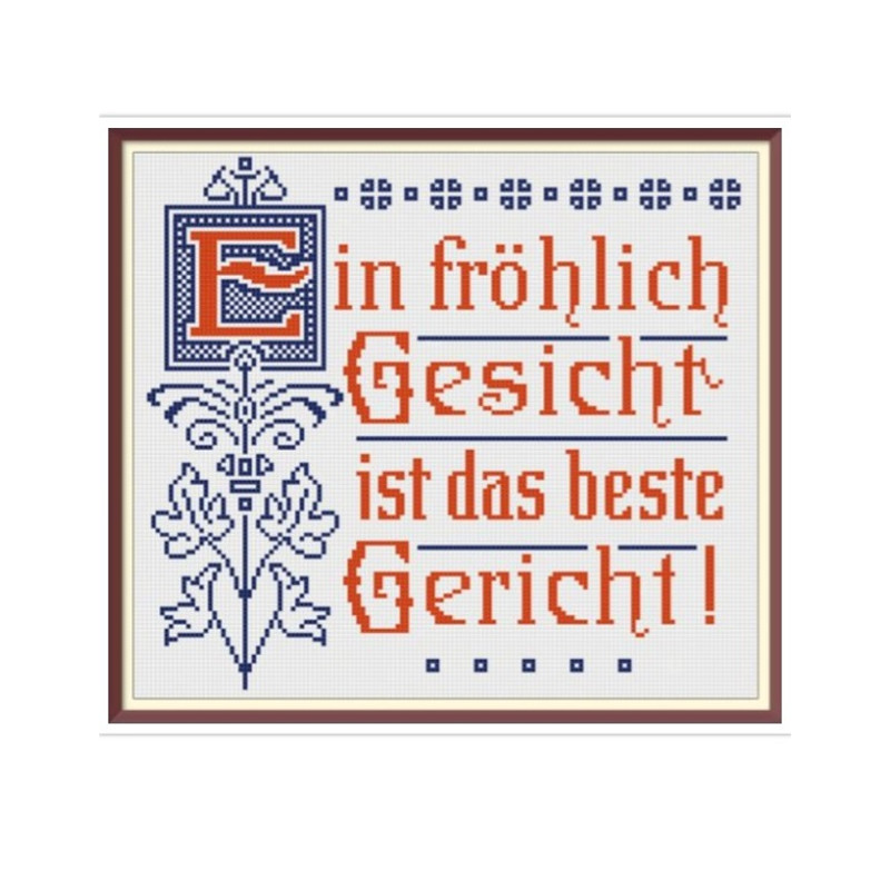 Slogan. Cross Stitch Pattern. Traditional German Maxims. Vintage Sampler PDF Counted. German Household Items. Reproduction of 19th century.jpg