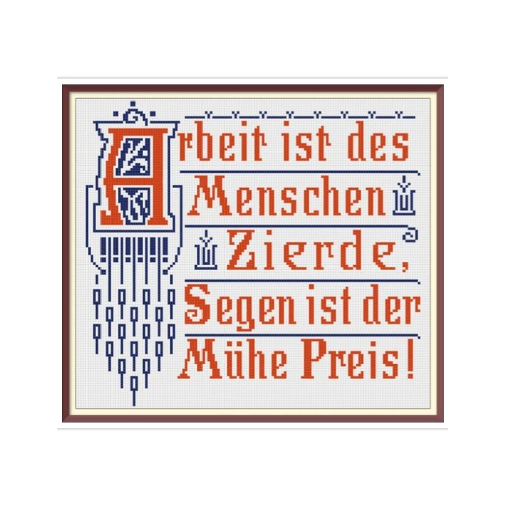 Slogan. Cross Stitch Pattern. Traditional German Maxims. Vintage Sampler PDF Counted. German Household Items. Reproduction of 19th century.jpg
