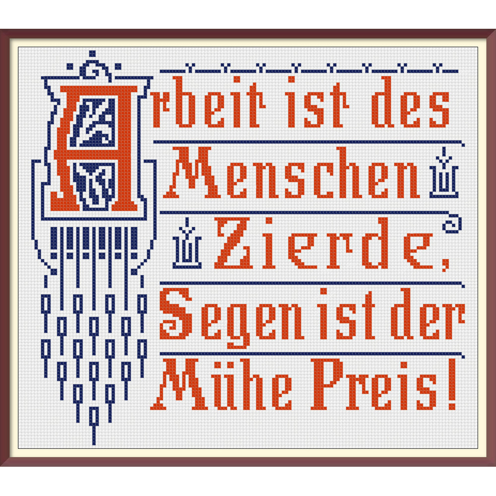 Slogan. Cross Stitch Pattern. Traditional German Maxims. Vintage Sampler PDF Counted. German Household Items. Reproduction of 19th century (2).jpg