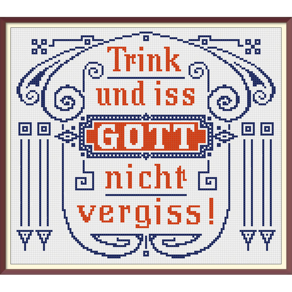 Slogan. Cross Stitch Pattern. Traditional German Maxims. Vintage Sampler PDF Counted. German Household Items. Reproduction of 19th century (2).jpg