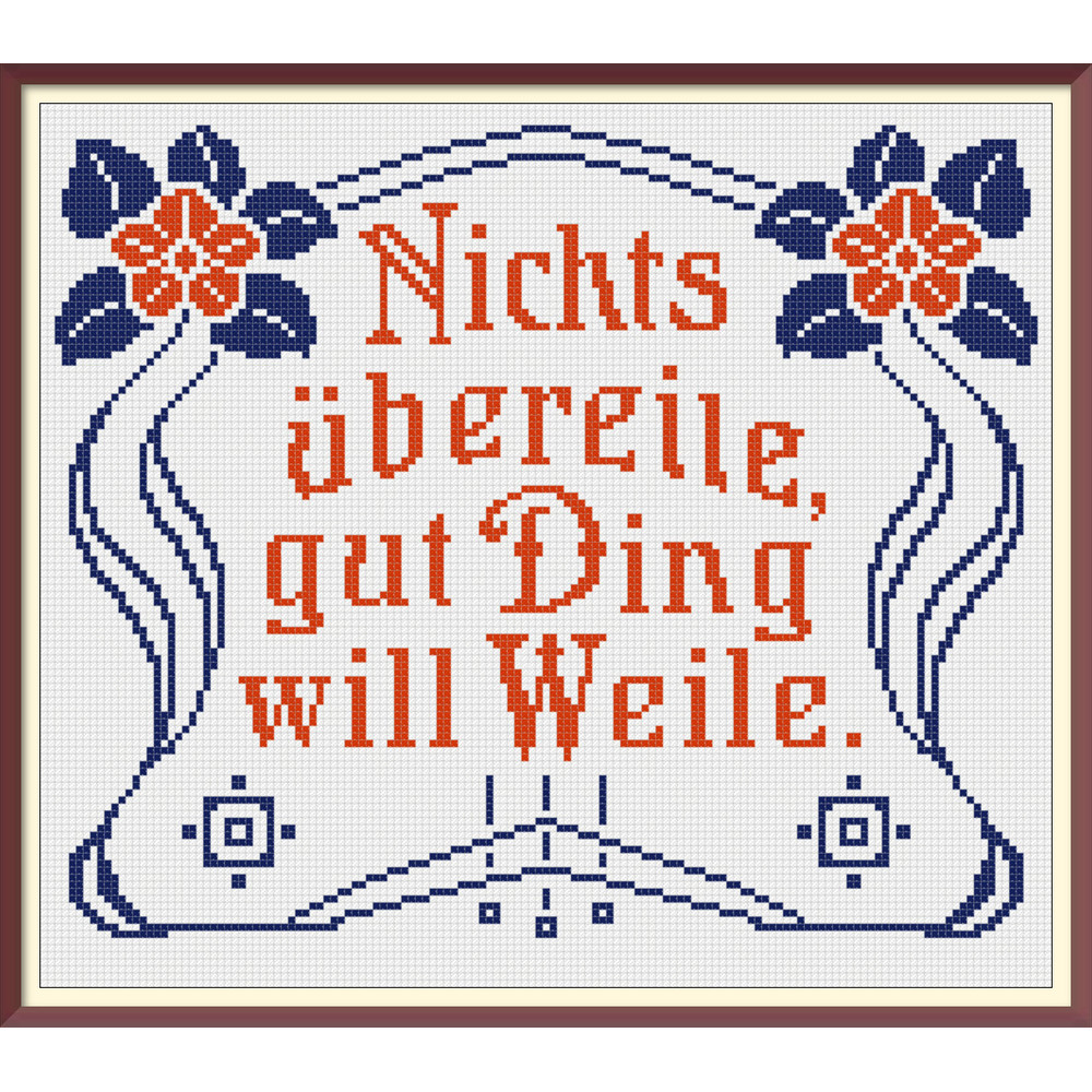 Slogan. Cross Stitch Pattern. Traditional German Maxims. Vintage Sampler PDF Counted. German Household Items. Reproduction of 19th century (2).jpg