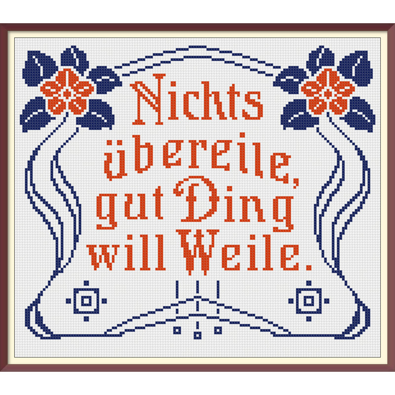 Slogan. Cross Stitch Pattern. Traditional German Maxims. Vintage Sampler PDF Counted. German Household Items. Reproduction of 19th century (2).jpg
