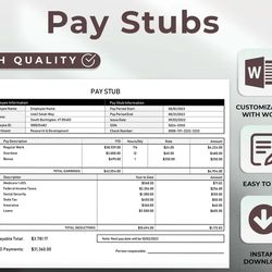 authentic paycheck stubs template: generate professional pay stubs