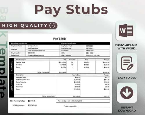 Authentic Paycheck Stubs Template: Generate Professional Pay Stubs