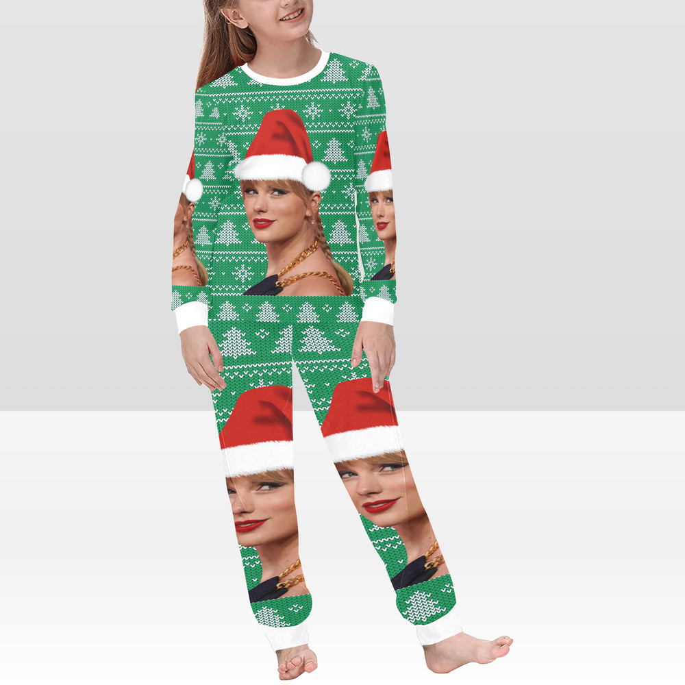 Merry Swiftmas Taylor Swift Eras Tour Ugly Christmas Kid's Pajamas Set.png